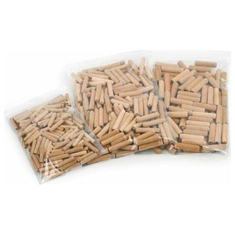 Lot de 500 cheville bois assorties 6mm 8mm 10mm - goujon bois de hêtre massif - convient pour le gabarit de perçage / guide de perçage (1/4)