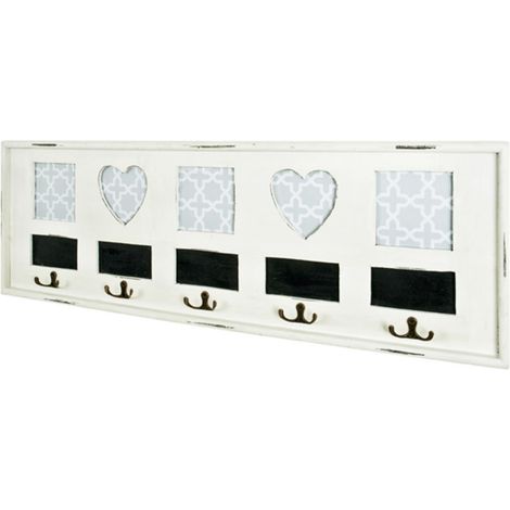 Patère Murale Vintage "Coeur" 77cm Blanc (1/2)
