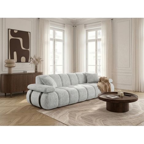 BOBOCHIC - Canapé droit 4 places avec dossier avance-recule RIVOLI en tissu chiné   Gris (1/5)
