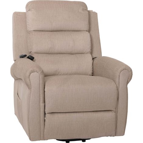 Fernsehsessel HHG-717, Relaxsessel, Liegefunktion Aufstehhilfe Massage Heizfunktion, Stoff 220g/m² Chenille creme (1/5)