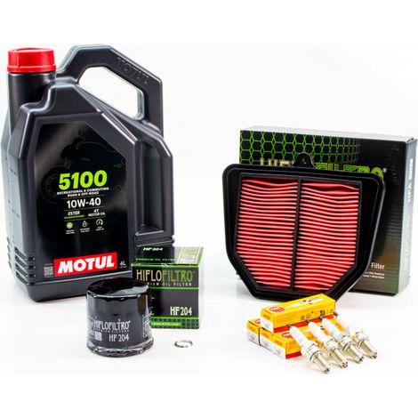 Kit Révision Filtres Bougies pour YAMAHA FAZER FZ1 S de 2006 à 2012 - MOTUL 5100 10W40 4L