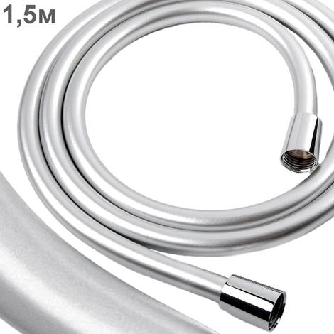 Tubo doccia in silicone grigio argento, PVC liscio, 360° in gomma, 150 cm