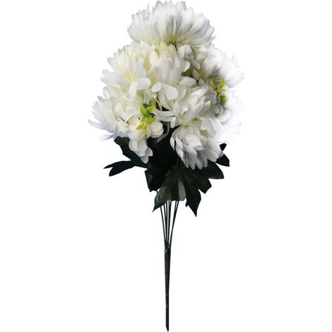 Bouquet bianco di crisantemi artificiali con gypsophila - Decorazione per la festa di Ognissanti (1/2)