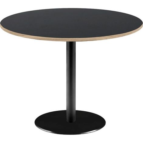Table ronde Ø 120 cm - modèle Rome noir avec chants bois
