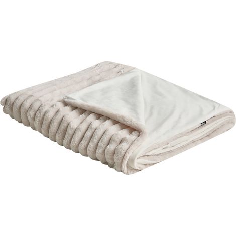 Colcha decorativa de tela suave dormitorio 200 x 220 cm beige Rakya