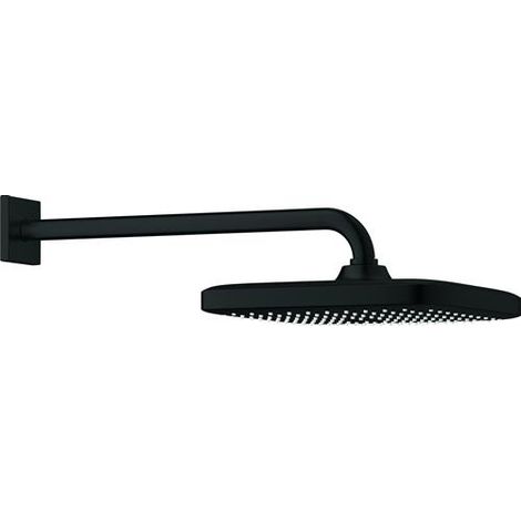 GROHE Set soffione doccia Tempesta 250 Cube 26687, soffione Tempesta 250 Cube, portata massima a 3 bar: 8.3 l/min, 1 tipo di getto, braccio doccia 380 mm, matt black, 266872430
