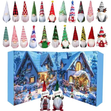 Calendrier de l'Avent 2026 gnomes – 24 figurines à collectionner, pendentifs bijoux, déco de table pour toute la famille (1/5)