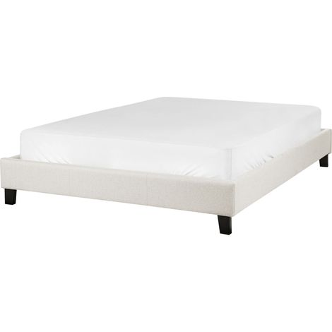 Bed without Headboard Fabric ROANNE 140 x 200 cm (EU Double) Light Beige