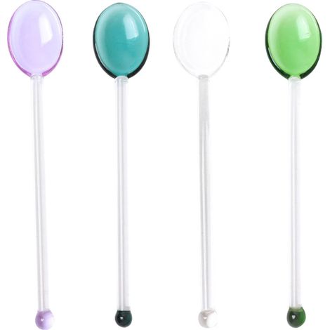 Cuillère À Café En Verre - Résistant À La Chaleur - Pour Dégustation Café Thé Dessert Cocktail - Lot De 4 (1/5)