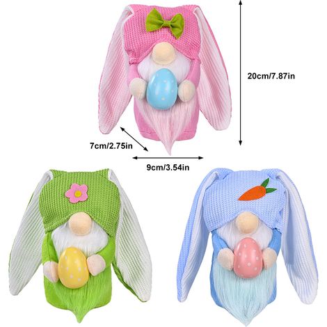 Lapin de Pâques Gnome Poupée sans Visage aux Longues Oreilles, Lutin Nain Décoratif Mignon pour Salon Chambre, Ornement de Fête (1/3)
