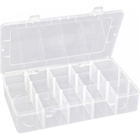 Caja de almacenamiento de plástico con separadores, caja para guardar cuentas, caja para guardar herramientas (1 pieza) (1/5)
