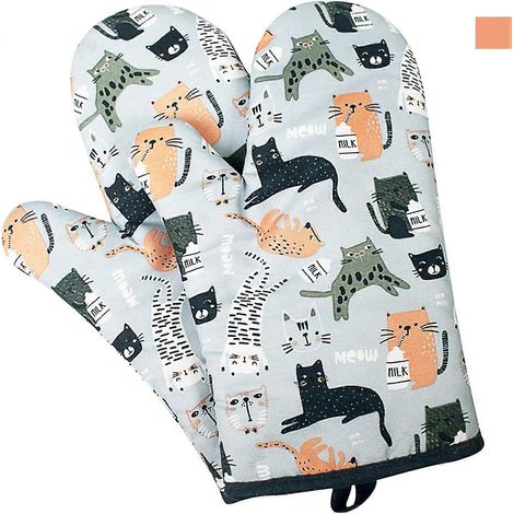 paire de gants de cuisine résistants à la chaleur, antidérapants, taille universelle, pour la cuisson et le gril, jusqu'à 250 °C (482 °F). (1/4)