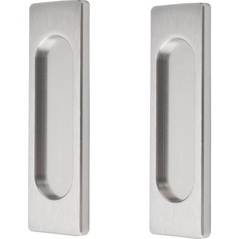 MOROBOR Lot de 2 poignées de porte coulissante rectangulaires auto-adhésives en alliage d'aluminium sans perforation pour portes coulissantes de grange, fenêtres et armoires (acier brossé, 100 mm) (1/5)