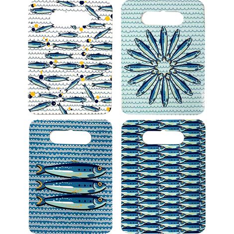 Signes Grimalt Salvamantel Cocina  Salvamantel Peces 4U Salvamanteles Azul 18x24x1cm 29309