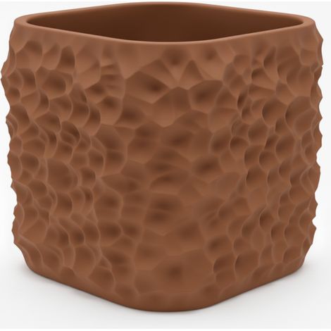 Vaso decorativo marrone per piante, dalla struttura organica (1/3)