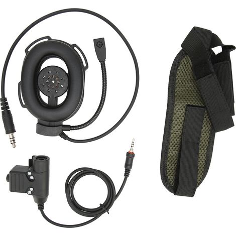 Casque d'oreillette réglable pour moto avec PTT U94 compatible Yaesu Vertex VX‑6R VX‑7R - Noir (1/5)