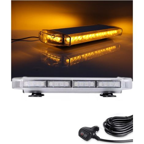 12V/24V LED-Warnleuchte, leistungsstark, mit Magnetfuß, 55 cm, 10 Modi, weißes Glas, für Pannenhilfe- und Abschleppplattformen