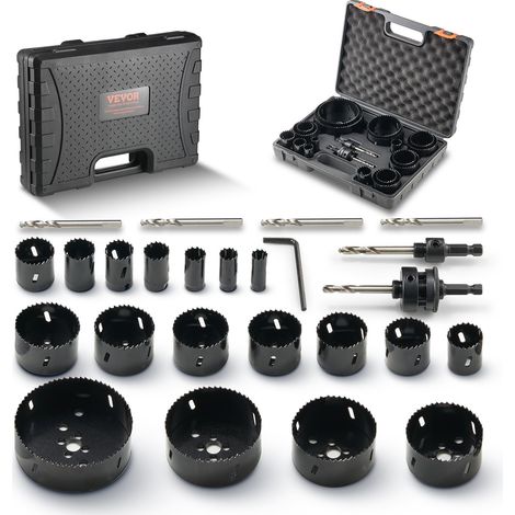 Scie Cloche Bi-métal Coffret de Scie Trépan avec 18PCS Lames de Scie 19-114 mm Profondeur de Coupe 38 mm 6 Mèches 1 Clé Hexagonale Accessoires pour Perceuse Visseuse Percer Bois Tôle Plâtre PVC (1/5)