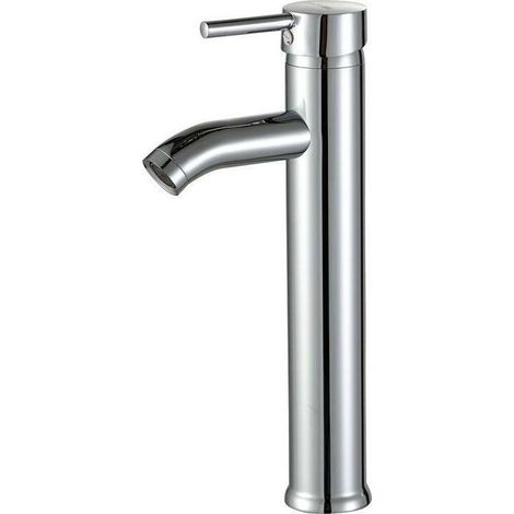 Tigrezy Robinet avec Haut Robinet pour Lavabo ou Vasque de Salle Bain, Chaude et Froide Réglable de Mitigeur Lavabo, Laiton Chromé (Gris argenté) (1/5)