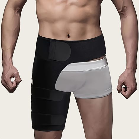 1 pièce de ceinture de hanche réglable pour sciatique, inguinal et cuisse, avec soutien compressif, Noir (1/5)