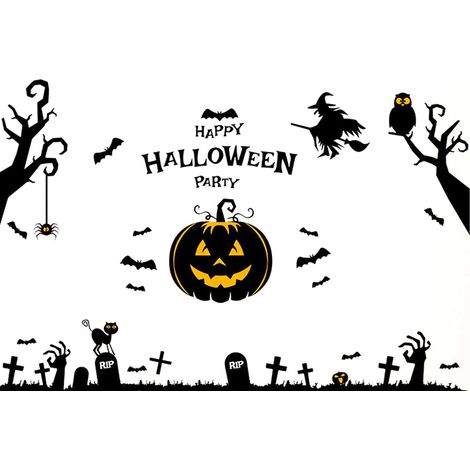 Autocollants muraux Halloween Déco Joyeux Halloween pour enfants Salon Chambre Fenêtre (1/5)