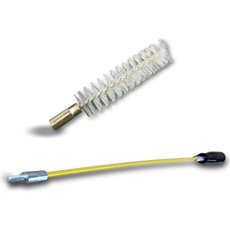 Ecouvillon NYLON Condenseur  Lot de 10 avec 1 tringle flexible 48 cm  Ø 20 mm  Raccord laiton taraudé M6 femelle  Torsade en acier galvanisé  Brosse nettoyage  Kibros 4TCN20Tx10