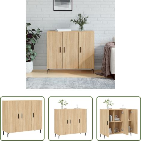 vidaXL Schrank Holz - Sideboard Sonoma-Eiche 90x34x80 cm Holzwerkstoff (1/5)