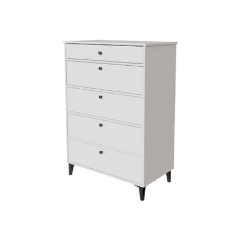Cómoda 5 cajones Lina acabado blanco solt. 115cm(alto), 80cm(ancho), 48.6cm(fondo)