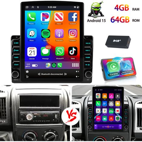 9.7 ''32/64G pour Fiat Ducato Peugeot Boxer citroën Jumper Carplay Android 15 Autoradio - 4+64G DAB+ (1/5)