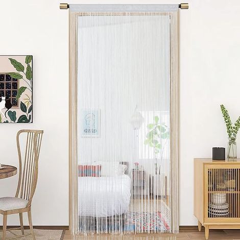 String Porte Rideau décorations de fenêtre diviseur de pièce décorations de Chambre Rideau Simple pour fenêtre 90x200cm Blanc (1/5)