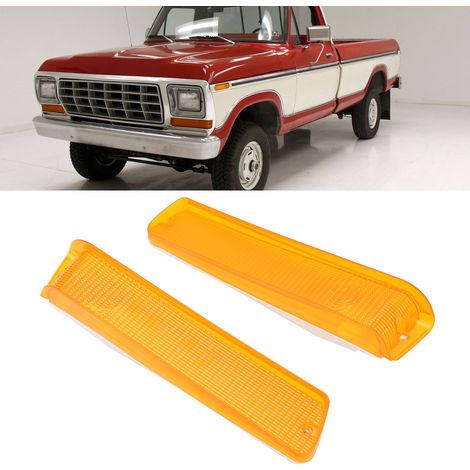 Une paire de caches de clignotants avant pour pare-chocs, adaptés aux Ford F-150 1973-1979 et Ford Bronco 1978-1979 (ampoules non incluses), jaunes. (1/5)