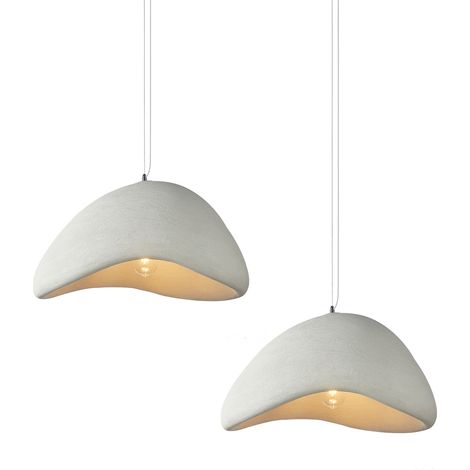 2X Lustre Personnalisé Créatif D'Intérieur 60CM Plafonnier Rétro E27 Suspension Lustre Moderne Blanc (1/5)
