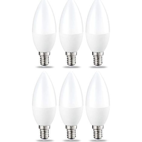 Amazon Basics Lot de 6 petites ampoules LED en forme de flamme Culot Edison à vis E14 4.9 W (équivalent 40 W) Blanc chaud Intensité non variable