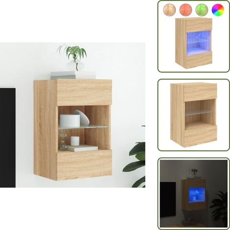 The Living Store TV-Wandschrank mit LED-Leuchten Sonoma-Eiche 40x30x60,5 cm - LED-Leuchten (1/5)