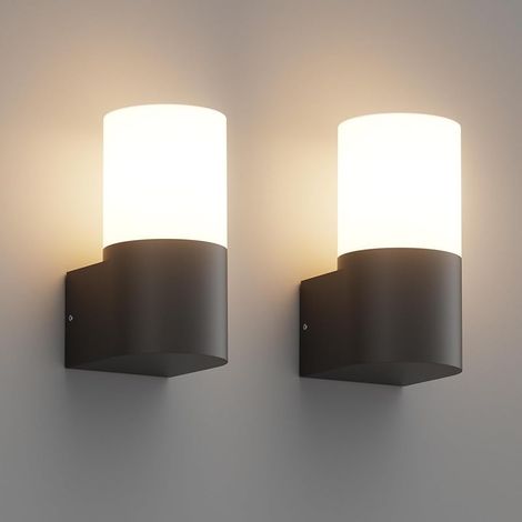 2 Pièces Applique Murale E27 Exterieur, Noir Applique Mural, IP65 Luminaires extérieur, Éclairage mural Intérieure, PC+Aluminium Lampe Murale, Pour Jardin Balcon Entrée, Sans Ampoule (1/5)