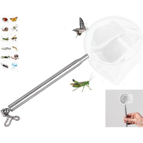 Filet papillon télescopique avec poignée extensible, filet de capture d'insectes pliable pour attraper les insectes, poissons, coccinelles, longueur idéale pour les outils de pêche pour les enfants et