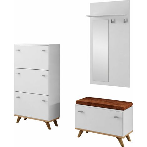 Conjunto para recibidor Levtena 106 , 0x0x0cm, Espejo, Aglomerado laminado, Montada en la pared, Colocada