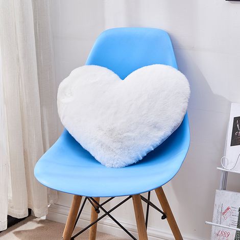 Filiyano-Coussin décoratif en peluche en forme de cœur, env. 45 x 50 cm, microfibre, blanc, env. 45 x 50 cm (1/5)