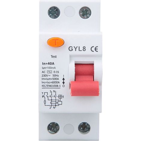 Disjoncteur différentiel bipolaire (2P) pour la protection contre les fuites de courant des équipements électriques 25 A/40 A/63 A 230 V CA 40 A (1/5)