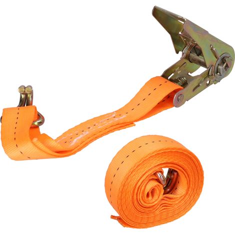Sangle à cliquet Polyester Robustesse Attache de Serrage avec Tendeur pour Voiture Camion Bagages Marchandises (3 Mètres - 9,8 Pieds) (1/5)