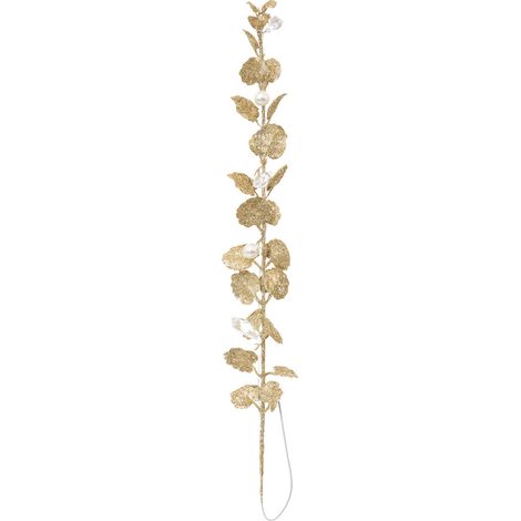 Déco de Noël Grande Feuille Dorée avec Perles H 43 cm - Feeric Christmas