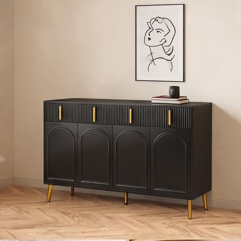 Buffet coloris noir en MDF 140 x 38 x 82 cm (1/5)