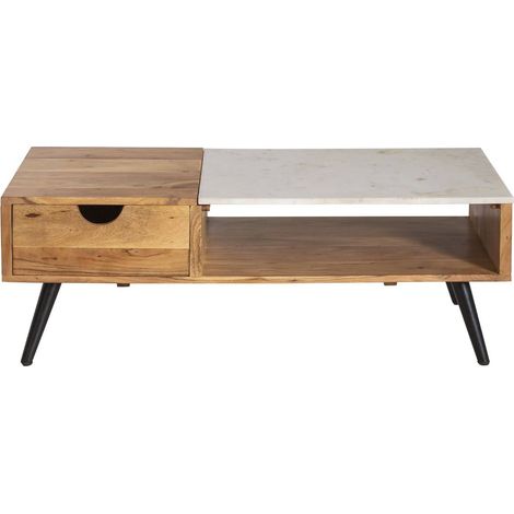 Table basse en bois d'acacia et marbre Frida (1/5)