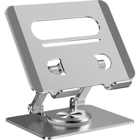 Support tablette pliable – 360° rotatif – Aluminium – Argent – Robuste – Bureau et table (1/5)