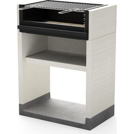 TUOZI - Barbacoa de Obra para Leña y Carbón Modelo VENIT FLEX (Gris/Blanco - 78 x 47 x 106 cm) REF: T00173 - Uso en Exteriores (1/4)