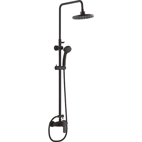 Edouard Rousseau – Colonne de douche hydromassante – Tête orientable Ø 207 mm – Douchette 3 jets – Bras télescopique rotatif en inox – Flexible 1,5 m