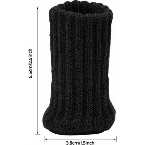 Lot de 24 chaussettes en feutre pour meubles, protège-pieds de chaises et de tables, protection pour sols - Prévient les rayures et les bruits (Noir) (1/4)