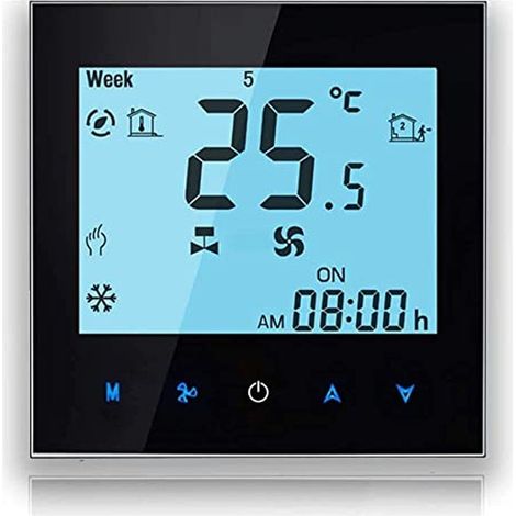 Termostato WiFi Beca BAC-1000ALWE Fan Coil con Sonda  Nero