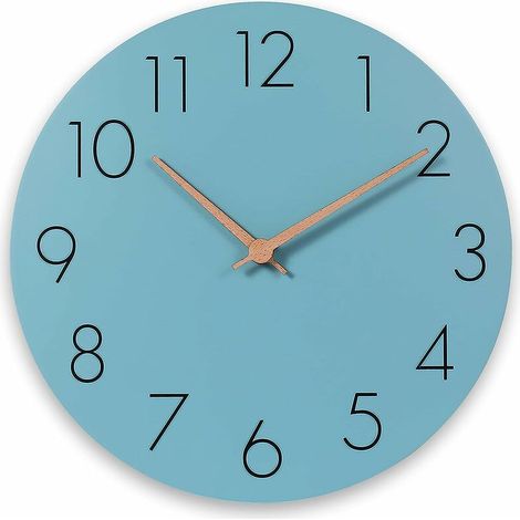 Green Mobility-Horloge murale en bois de 30 cm Sans cadre pour le salon, alimentée par batterie (1/5)