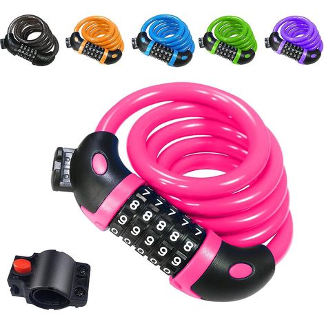 antivol Velo(rose),cadenas De Velos Long 120cm X 12mm,cble Antivol Pour Vlo Scooter Motos Portail Vlo Avec 5 Chiffres Intelligente Code Et Vlo Pou (1/5)